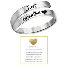 Just Breathe Ring for Women Adjustable Heart Ring Stainless Steel Spiral Wrap Healing Rings I F love you