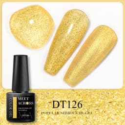 MEET ACROSS 7ml Orange Red Pink Gel Nail Polish Laser Sparkling Soak Off Semi Permanent Nail Art UV Gel Varnishes Spring Summer
