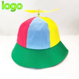 New Custom Logo Parent Child Cotton Helicopter Propeller Bucket Cap Outdoor Unisex Color Matching Sun Protection Fisherman Hat