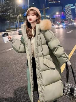 2026 Winter Thickened down Cotton Jacket Women's Loose Korean Style Bread Coat Warm Long Sleeve Zipper Closure Hooded Coat