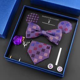 Luxury Neck Tie Set For Men Classic Brand Necktie Bowtie Hanky Cufflinks Floral Brooches Tie Clip Set Wedding Business Box Gift