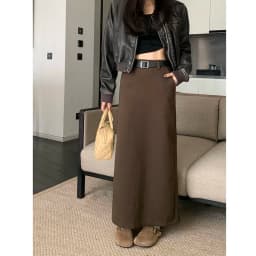High Quality Woolen Maxi Skirts Female Elegant Chic High Waist Loose A-Line Skirts Women Vintage Streetwear Split Long Skirt