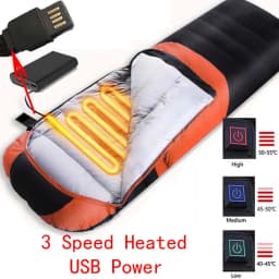Heated Down Cotton Sleeping Bags USB Power Supply Backpacking Lightweight Waterproof Gear Equipment for Outdoor Travel Hiking