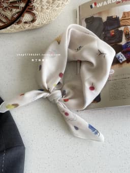Cotton and Linen Square Towel Floral Polka Dot Scarf Literary Mori Headscarf Headband Bag Strap Female Japanese Korean Popular