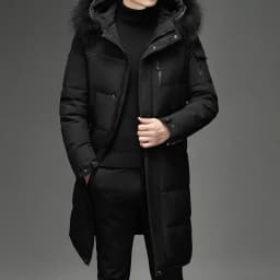 Style Hooded Jacket Short Length Casual with Windproof Wrinkle Finish Zipper Closure Thickened Regular Length Winter for Men
