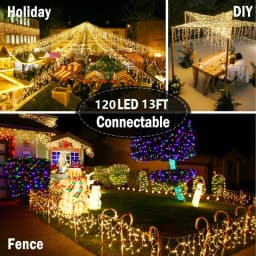 Warm White Icicle Lights Outdoor With Cold White Christmas Decorations 2026 Curtain Garlands 4M(W)*0.6M(H) New Year Festoon Led