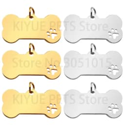 Wholesale 20Pcs Personalized Collar Stainless Bone Pet ID Tag Engraved Pet ID Name Puppy Dog Tag Pendant Bone Pet Accessories