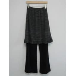 KAMEHARA Korean Fall Pant Girl's Striped Patchwork Ruffle Edge Retro Y2k Light Asian Fake Two-piece Layered Slimming Skirt Pants