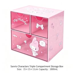 Official Themed Three Grid Drawer Storage Box Clear Multi Compartment Cute Desktop Organizer For Dorm Bedroom