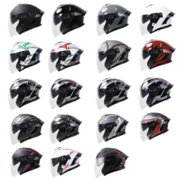 715-Motorcycle Dual Visor Flip-Up Modular Full-Face Helmet Anti-Fog Street Bike Racing Helmet for Women and Men Retro 3/4 Helmet