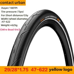 Continental Contact Urban 28/29 Inch Bicycle Wire Bead Tires 40/42/47/50/55-622 180 TPI MTB E-Bike Tyre With Reflective Strips