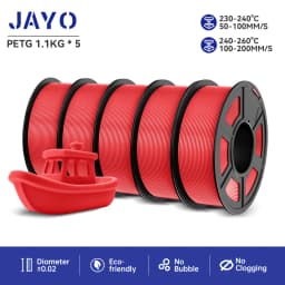 JAYO Filaments PETG 5 Rolls Mixed Colors 3D Printer Filament 1.75mm 100% No Bubble FDM 3D Printer Materials DIY Gift 1.1KG/1 Rol