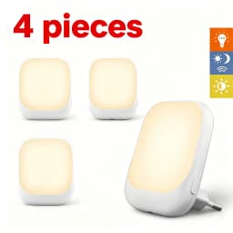 EU Plug LED Sensor Night Light Smart Dusk‑to‑Dawn Warm Light for Room Corridor Bathroom Home Decor