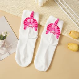 Cartoon 3D Cat Egg Design Middle Tube Socks for Women Soft Breathable Cute and Funny Couple Socks Spring Autumn Cute