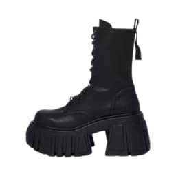 Women Chunky Platform Ankle Boots Gothic High Block Heel Lace Up Combat Boots Side Zipper Mid Calf Motorcycle Punk Shoes 2026