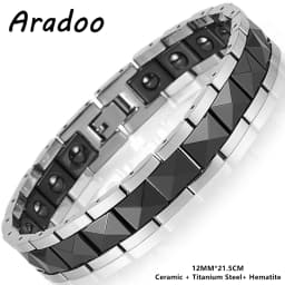 ARADOO Premium Ceramic Titanium Steel Bracelet for Men Women with Hematite Magnetic Therapy Wristband Jewelry Gifts