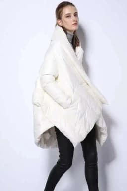LANMREM Winter Big Size Down Coat For Women Fashion Irregular Design A-line Solid Color Loose Mid Length Clothing 2VV223