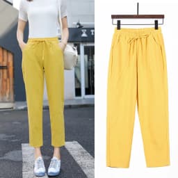 Women Spring Summer Pants Cotton Solid Elastic Waist Candy Colors Harem Trousers Casual Female Pants