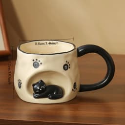 3D Three-dimensional Cat Ceramic Mug, Ins-style High-looking Afternoon Tea Cup for Girls, 350ml Household Children's Milk Cup