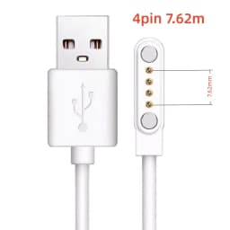Universal 2Pin 4mm 7.62mm 4Pin Strong Magnetic Charge Cable USB Charging Line Cord Black White for Smart Watches