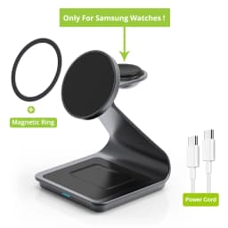 Bonola 3 in 1 Charger Station for Galaxy S26 Ultra/S25/S24 Metal Dock Stand Wireless Fast Charging for Samsung Watch/Galaxy Bud