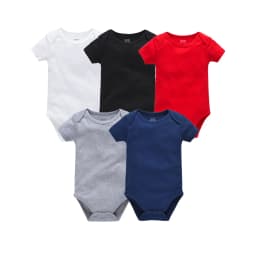 5 Pcs Set Baby Boys Clothes 100% Cotton Solid Black Short Sleeve Blank Baby Bodysuits Body Bebe Newborn Jumpsuit Plain 0-24 M