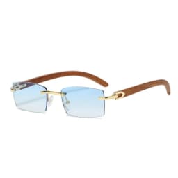 Hiking Camping New Sqaure Brand Anti Light Glasses Men Women Wood Frames Rimless Eyeglasses Fashion Eyewear UV400