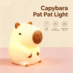 HPH Cute Capybara Night Light Novelty Dimmable Nursery Nightlight Rechargeable Touch Lamp Silicone Pat Lamp for Kids Room Decor