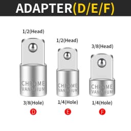 Onnfang Socket Adapter Ratchet Wrench Drive Head 1/4 to 1/2 to 3/8 Chrome Vanadium Steel Car Bicycle Garage Home Repair Tool