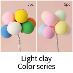5/8Pcs/set Colorful Ball Bundle Clay Balloons Cake Topper Creative Cupcake Card Flag Birthday Party Baby Shower Dessert Decor
