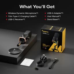 MAONO PD100W Wireless USB Dynamic Microphone Cardioid Microphone with One-Touch Mute Noise Reduction Custom RGB Light Real-Time Monitoring Microphone for PC Gaming Live Streaming Creator Podcast