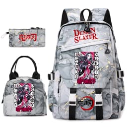 Demon Slayer Anime Backpack Set for Girls Demon Slayer 3Pcs School Bag Lunch Kit Pouch