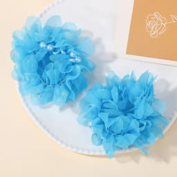2Pcs Glirs Cute and Sweet Chiffon Flowers Headband Hair Accessories with Elastic Bands Colorful Beads Hair Bands Holiday Gifts