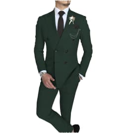 Men's Suit 2 Piece Double Breasted Peak Lapel Jacket Business Casual Slim Fit Wedding Suit For Men ( Blazer+Pants)