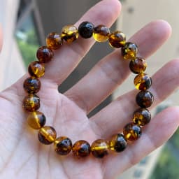 Yoowei 100% Real Amber Bracelet for Unisex Genuine Black Bead Irregular Natural Plant Medical Healing Jewelry Gift Wholesale