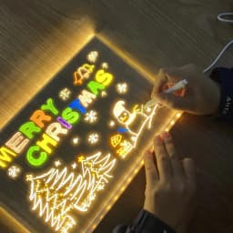 LED Note Board With Night Light 7 Colors Pen Acrylic Message Board DIY Children‘s Illuminated Drawing Board Kids Birthday Gift