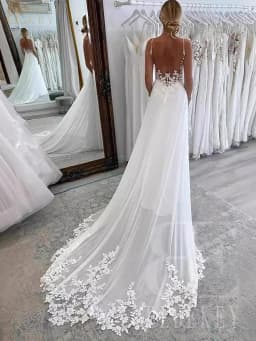 BEBEKEY Customized Elegant Lace Wedding Dress Appliques Wedding Party Gown A-Line Bridal Dresses Backless Formal Gowns Robe