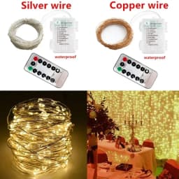 Remote 8 Modes Festoon LED Fairy Silver Copper Wire String Light Battery Box Garland Light Wedding Party Christmas Decoration