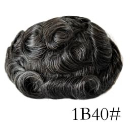 Q6 Men's Toupee Lace & PU Base Human Hair System Unit Durable Male Hair Prosthesis Wig for Full Coverage Hair Loss