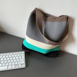 New Rainbow-Colored Knit Bag Korean-Style Simple and Versatile Striped Handbag Shoulder Tote Bag Large Capacity Women's Bag
