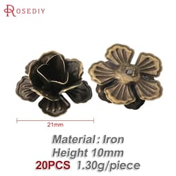 18K Gold Color 3D Wire Flower Charms Pendants High Quality Diy Jewelry Making Necklace Earrings Accessories for Women