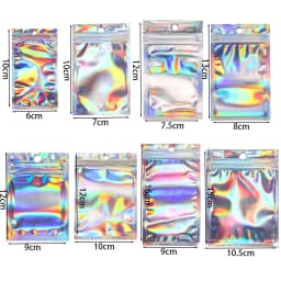 50pcs Self-Sealing Laser Small Plastic Bags for Jewelry Pouch with Clear Display Window Jewelry Packaging Gift Storage Bag