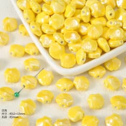 Exclusive Hand-painted Yellow Ceramic Straight Hole Bead Jewelry For Summer
