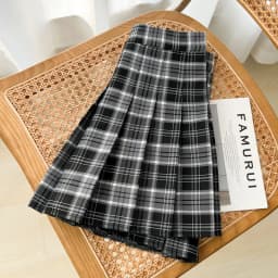 High Waist A-Line Skirt Summer New Plaid Pleated Anti-Light Small Size Women's Fashion Short Skirt Gathered Zipper Style