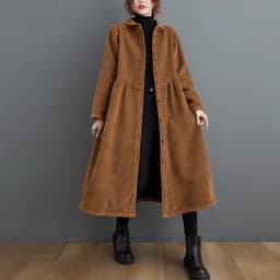 plus Size Casual Slimming Autumn Winter Fce Long Sve Vintage Loose Velvet Women's Jaet Thiened Cotton Double Collar