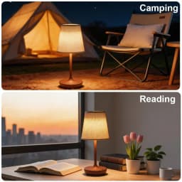 HPH LED Table Lamp Vintage Lamp Fabric Shade Desk Light Retro Bedside Lamp for Home Livingroom Bedroom Decor Night Light