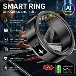 AI Recording Translation Smart Ring Heart Rate Blood Oxygen Sleep Monitor Touch Voice Recorder Sports Waterproof Smartring R12