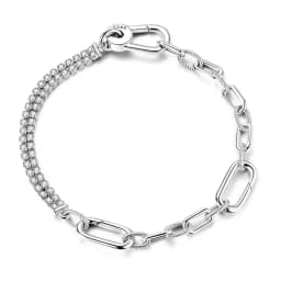 2026 Valentine New 925 Silver Pink Bow Full Diamond Bracelet Original 17-20CM Fit DIY Charm Women Birthday Jewelry Gifts