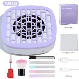 Mini Nail Dust Collector, Low‑Noise Nail Vacuum Fan, USB‑C Powered Nail Dust Suction Machine (No Built‑in Battery) with Filter Papers, Nail Files, Cleaning Brush & Drill Bit, Professional Nail Art Salon Supplies