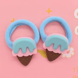 2Pcs/Set Sweet Cake Ice Cream Shape Hair Accessories Colorful Nylon Headband Kids Ponytail Holder Scrunchie Ornaments Gift